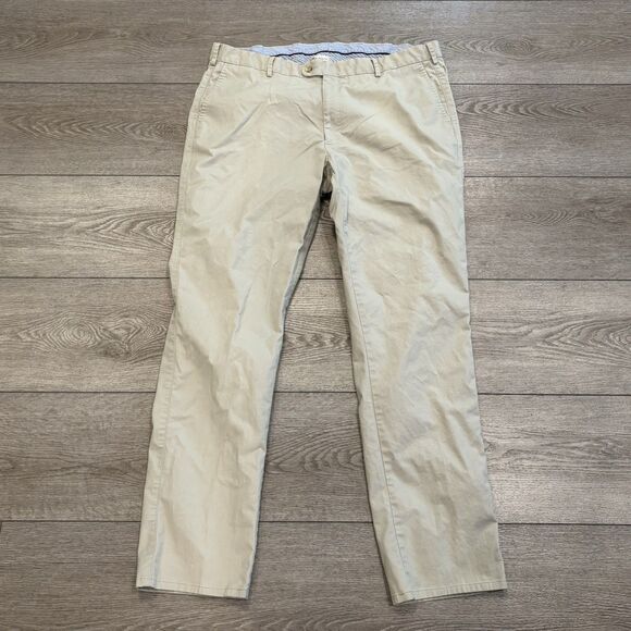 Peter Millar Golf Chino Pants Mens Size 38x32 Khaki Casual Preppy - Picture 2 of 8